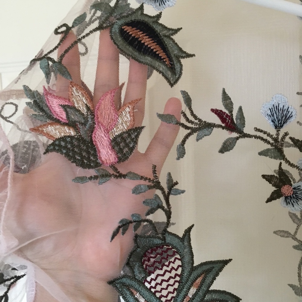 Mesh Light Pink Embroidered Top - Picture 8 of 8